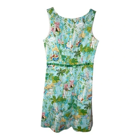 Sangria Multicolor Dress With Beach Print Sz 8 - Picture 1 of 4